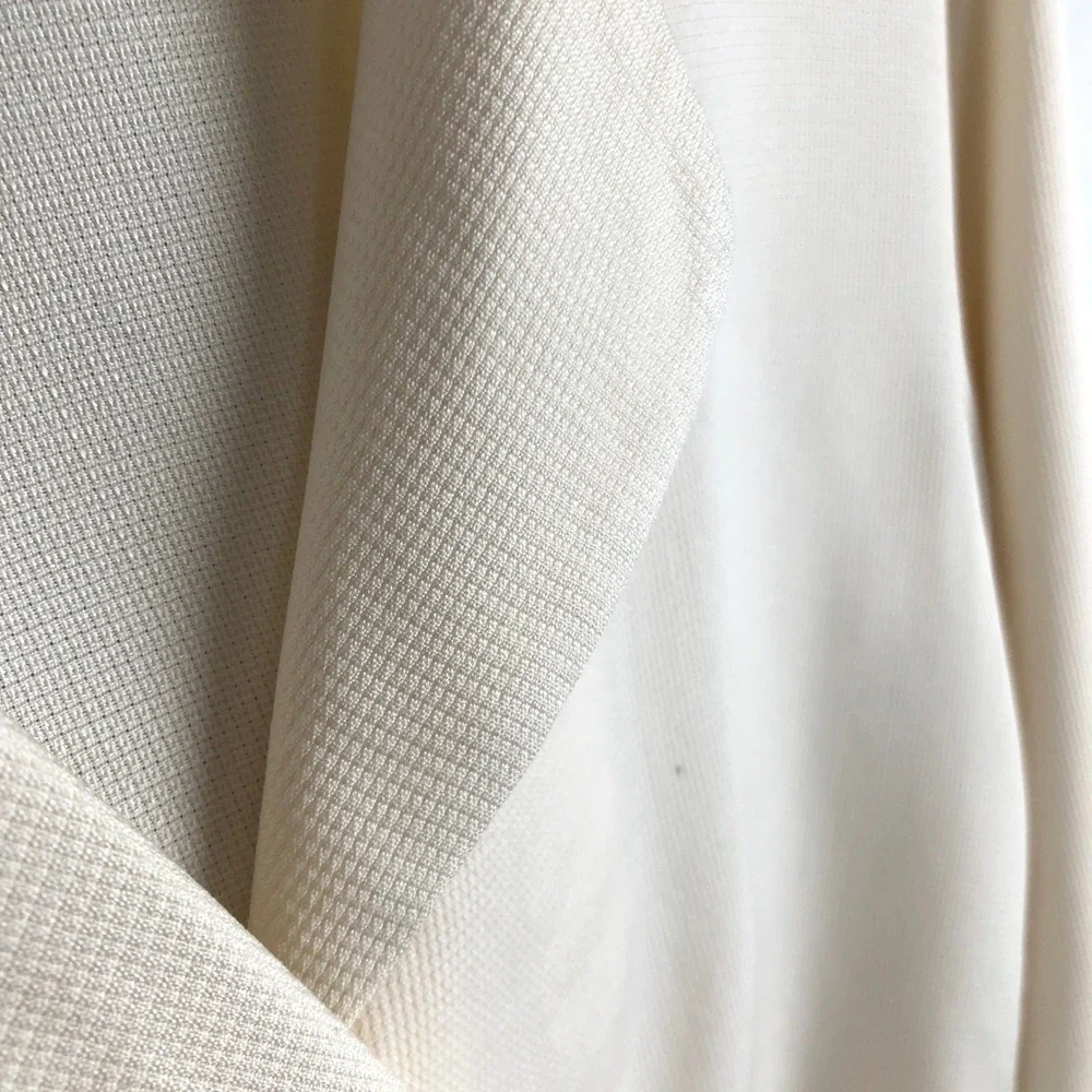 Sheri-e Collection 100% Silk Textured Button Up Blouse Women's 12 Cream L/S‎